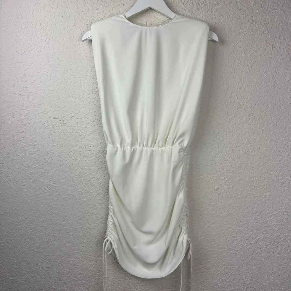 Amanda Uprichard Womens White Ruched Aisling Sleeveless Midi Dress Size S - Picture 2 of 11